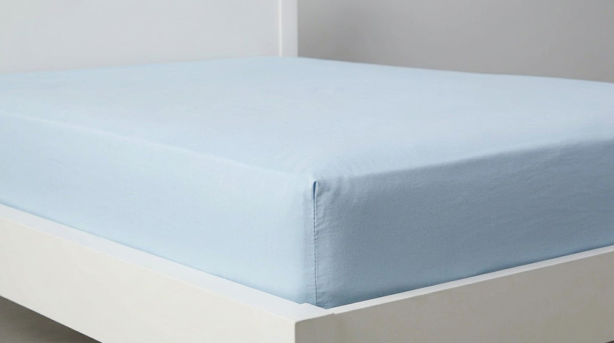 Baby Blue Plain Fitted Sheet 200 TC
