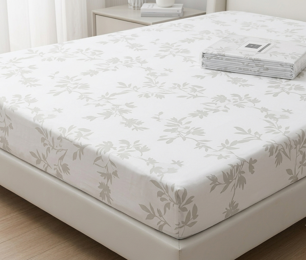Grey Florals Fitted Sheet