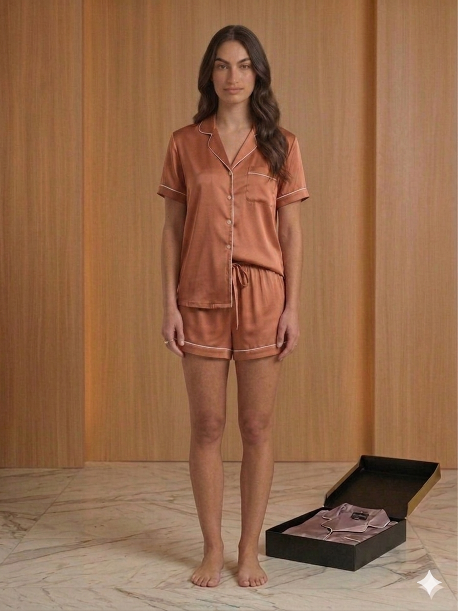 Satin Shorts Pajama Set