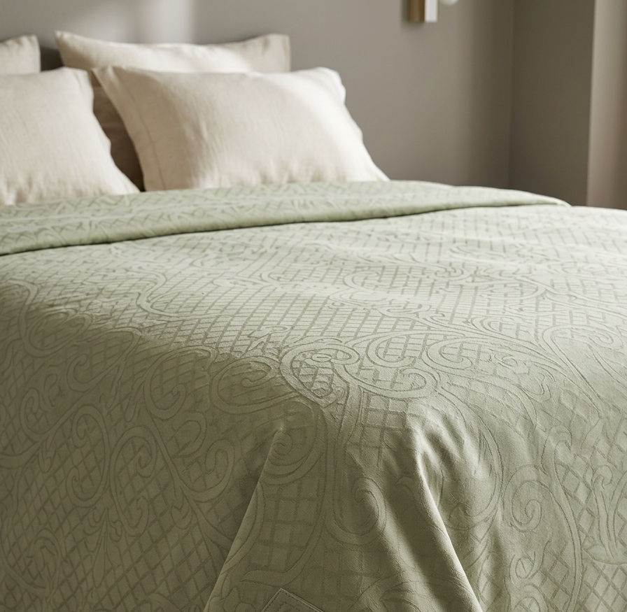 Olive Jacquard Duvet Cover